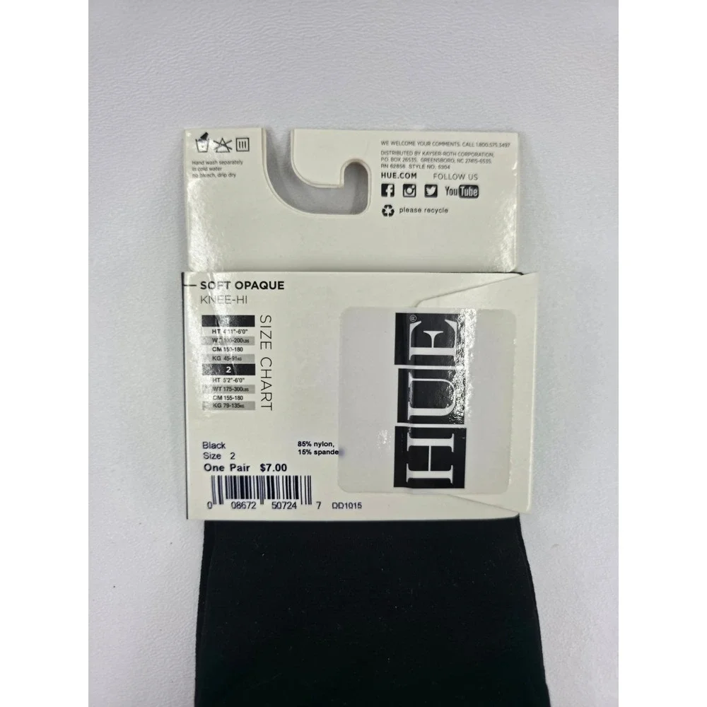 Hue Soft Opaque Knee-Hi Socks Lot of 3 Black Comfort Top Size 1 & 2 Plus DD1015